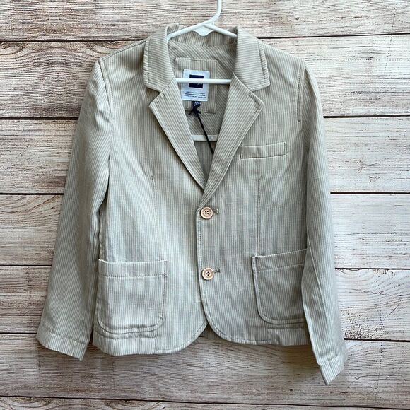 NEW WITH TAGS PAPER MOON LINEN BLAZER IN CREAM AND WHITE STRIPES - Picture 1 of 6